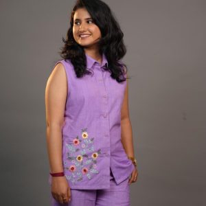 Sleeveless Embroidered Co-ord Set